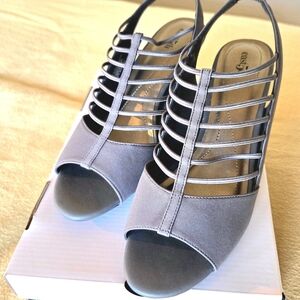 East 5th Gray Strappy Women's Heels